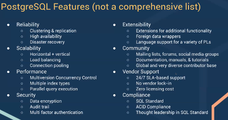 PostgreSQL features